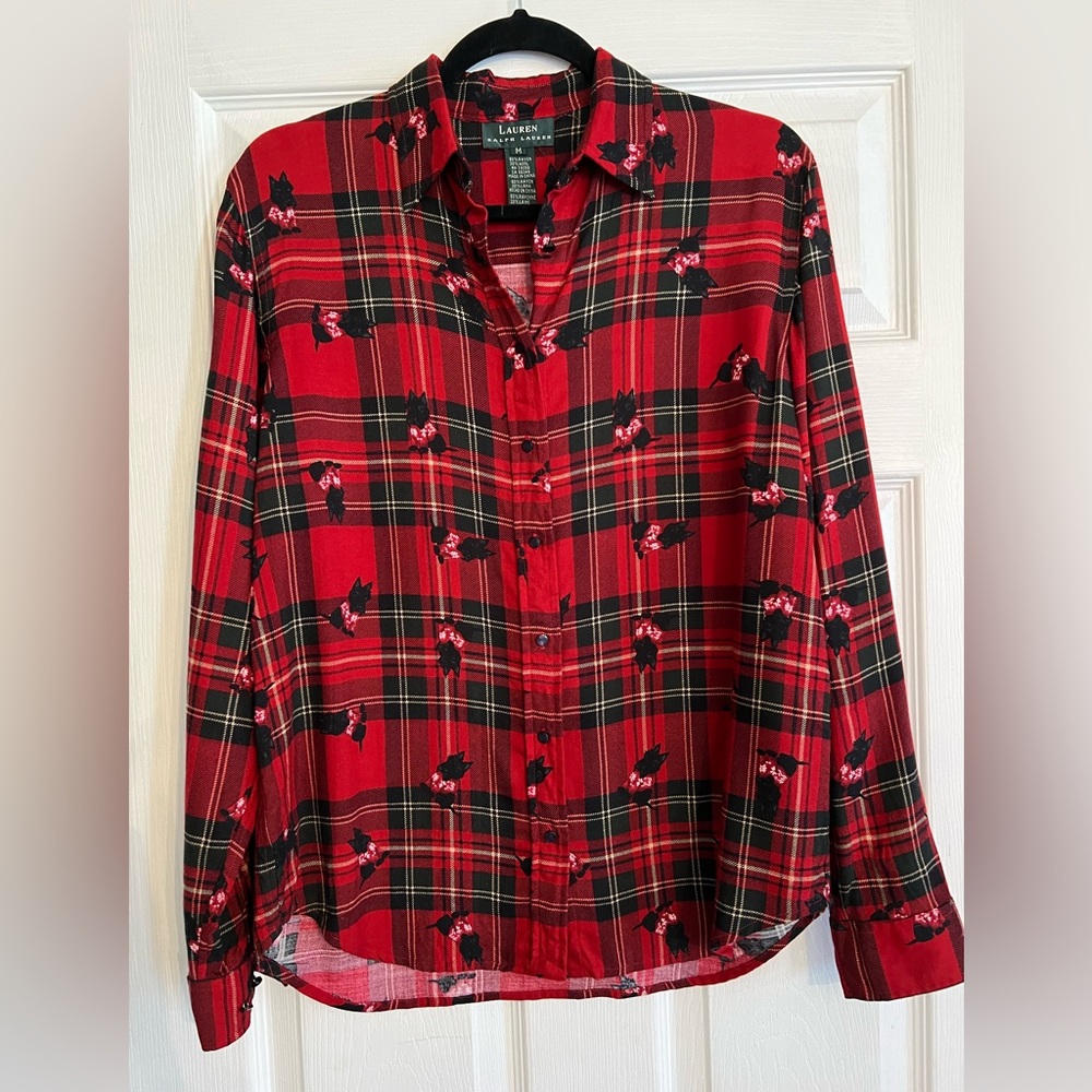 Ralph Lauren Red Plaid “Scottie Dog” Christmas Flannel Shirt M